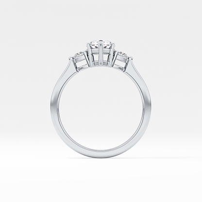 Pear Three Stone Lab Grown Diamond Engagement Ring