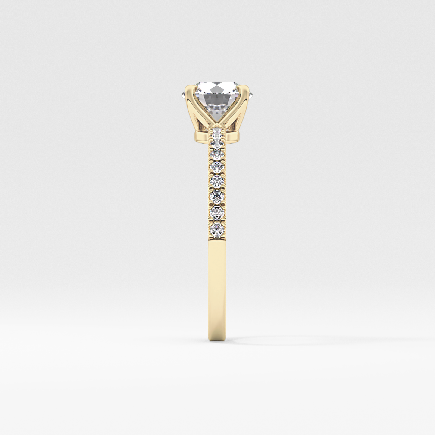 Round Pave Lab Grown Diamond Engagement Ring