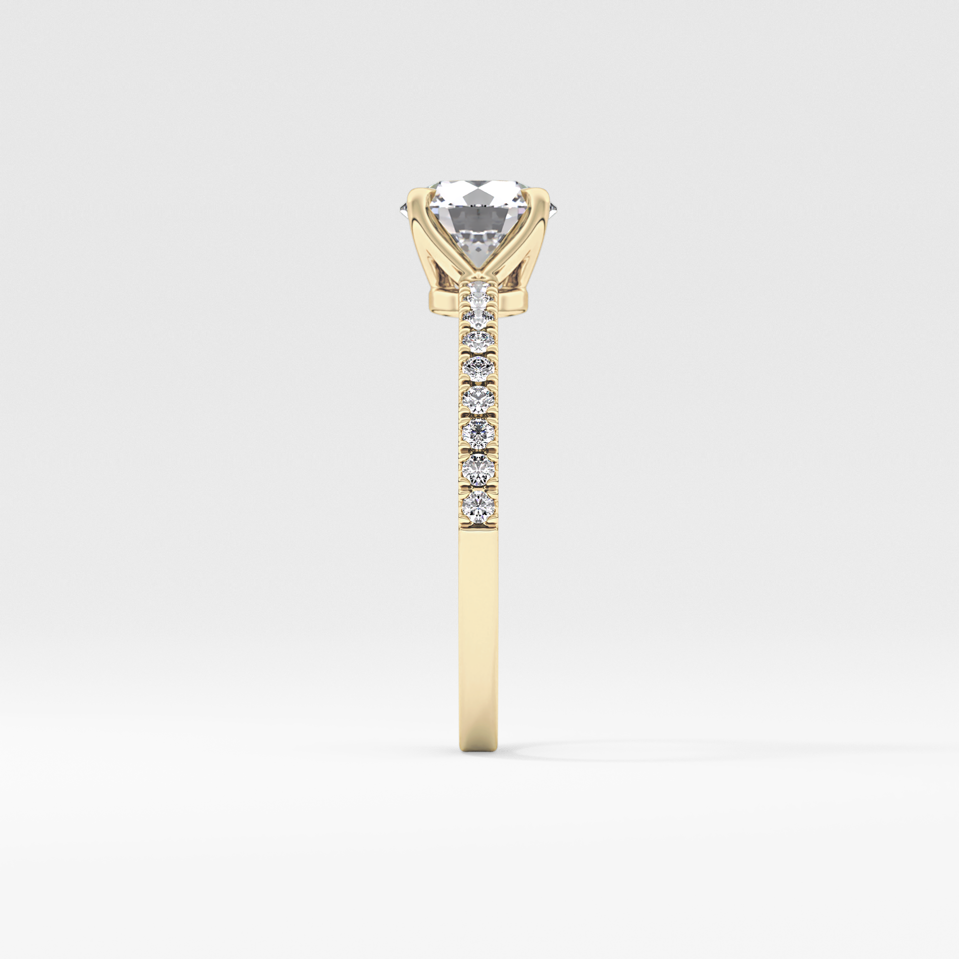 Round Pave Lab Grown Diamond Engagement Ring
