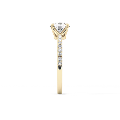 Round Pave Lab Grown Diamond Engagement Ring