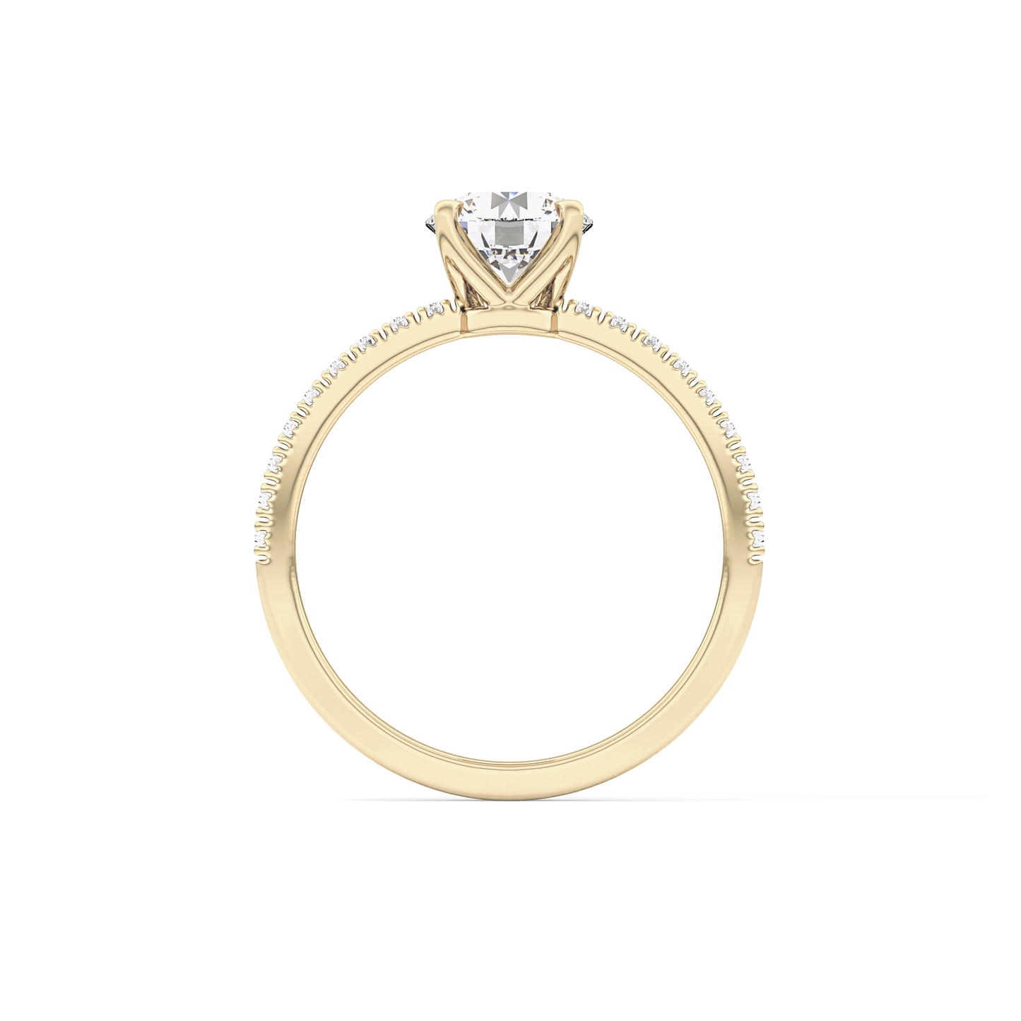 Round Pave Lab Grown Diamond Engagement Ring