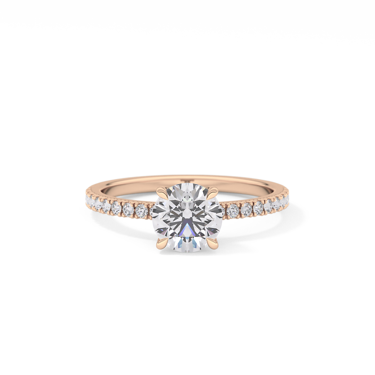 Round Pave Lab Grown Diamond Engagement Ring