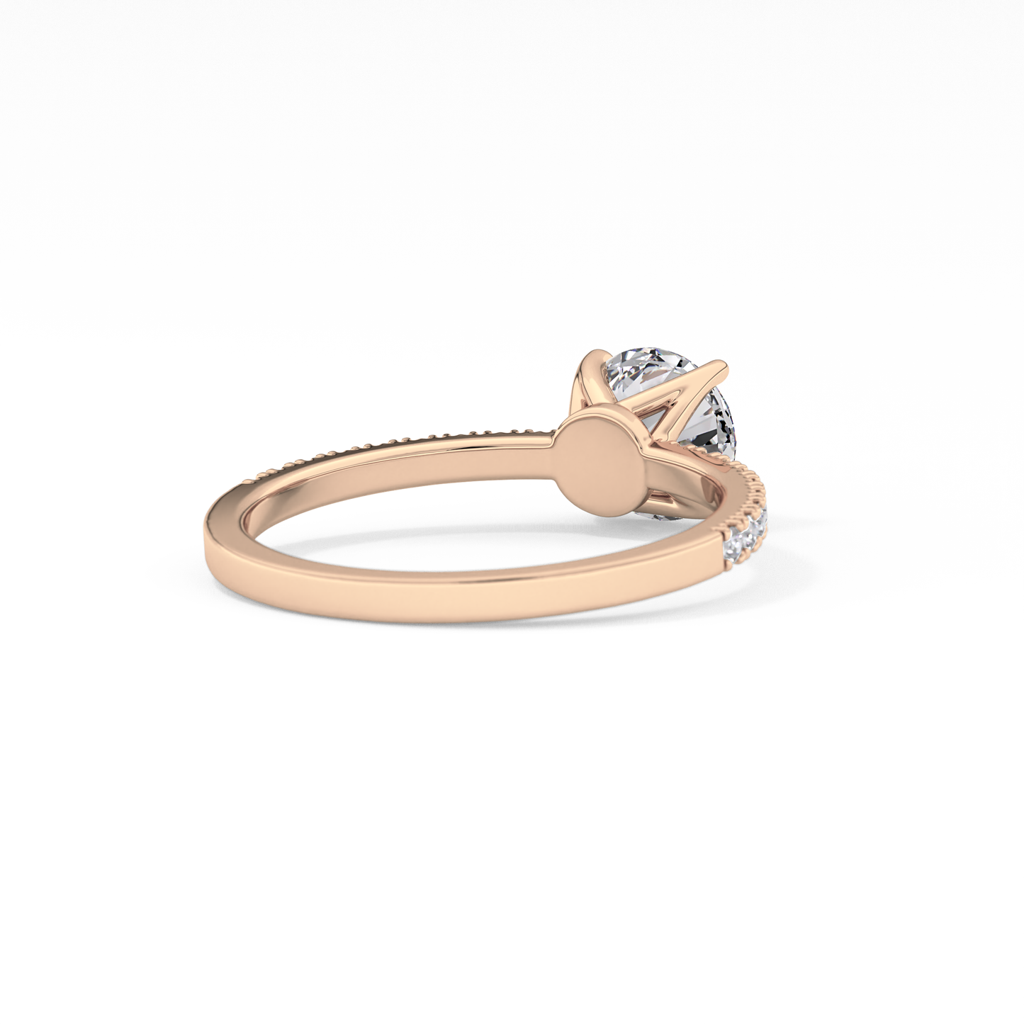 Round Pave Lab Grown Diamond Engagement Ring