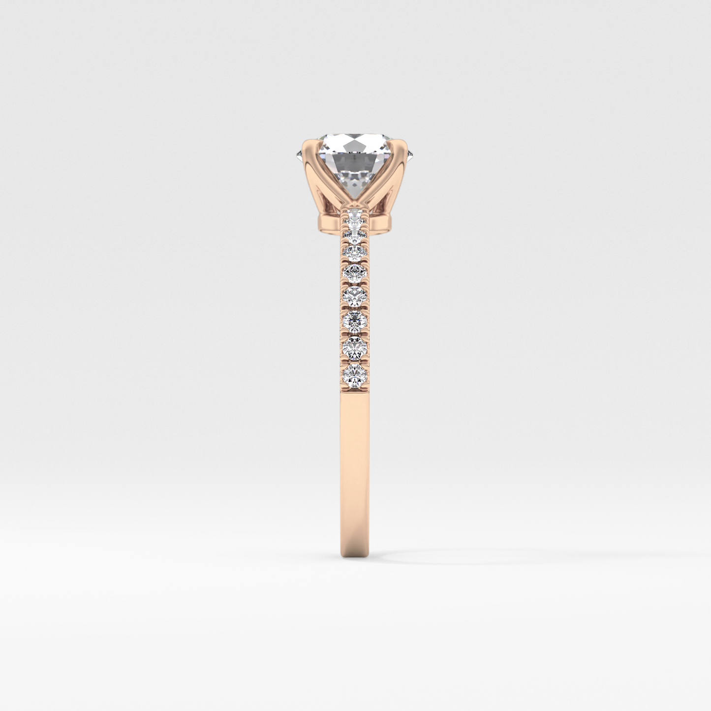 Round Pave Lab Grown Diamond Engagement Ring