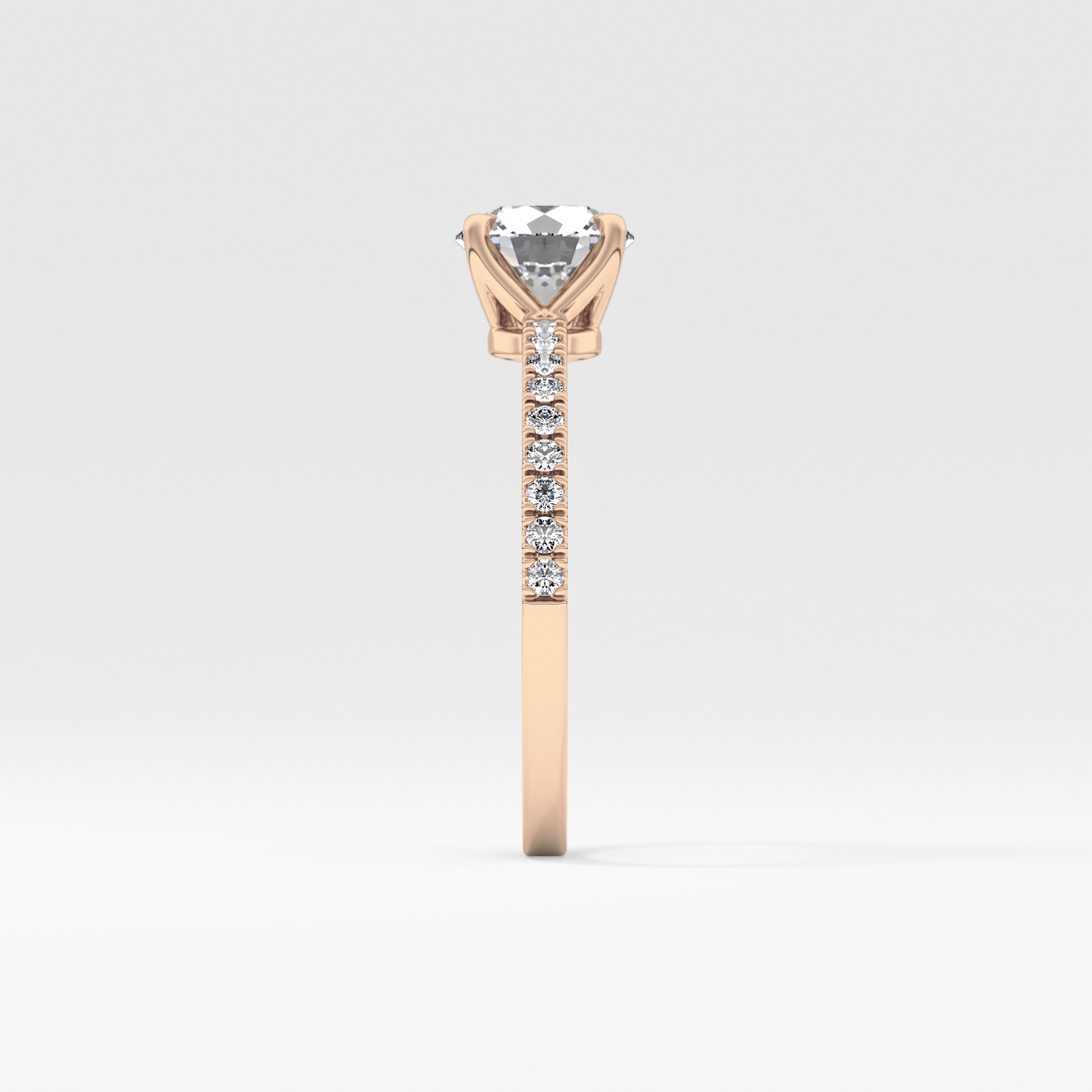 Round Pave Lab Grown Diamond Engagement Ring