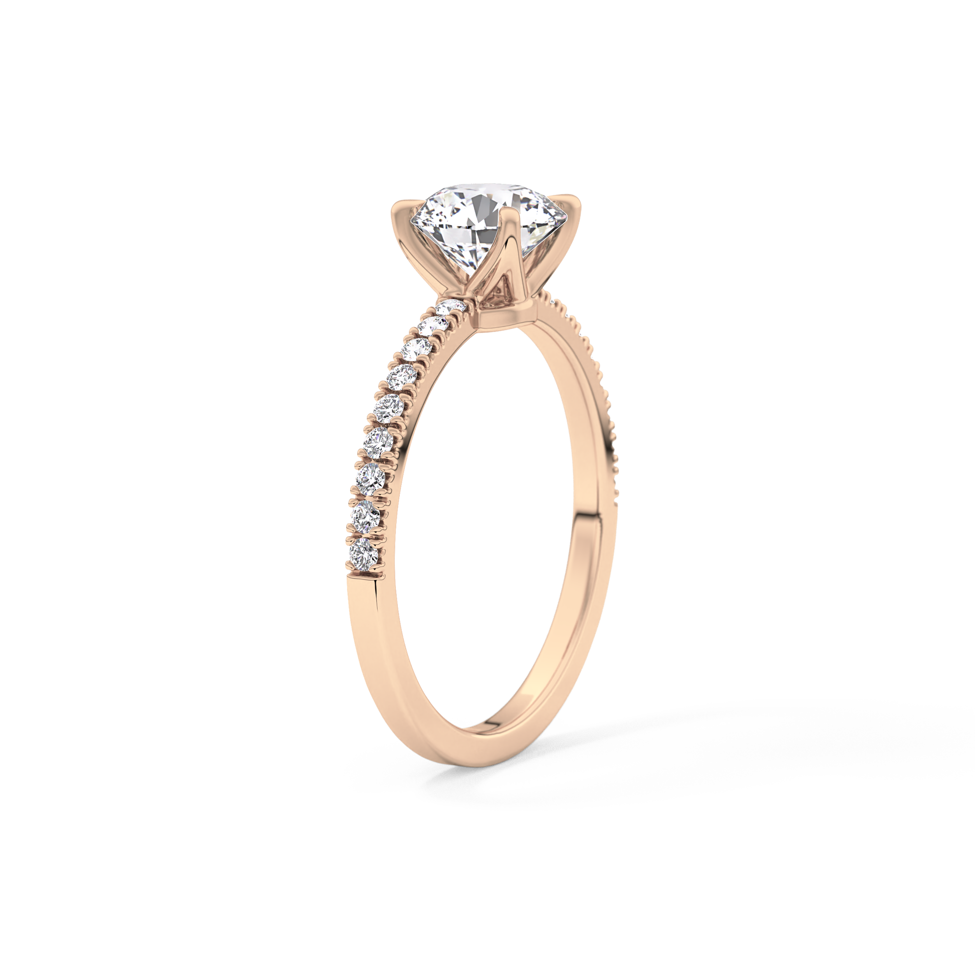 Round Pave Lab Grown Diamond Engagement Ring