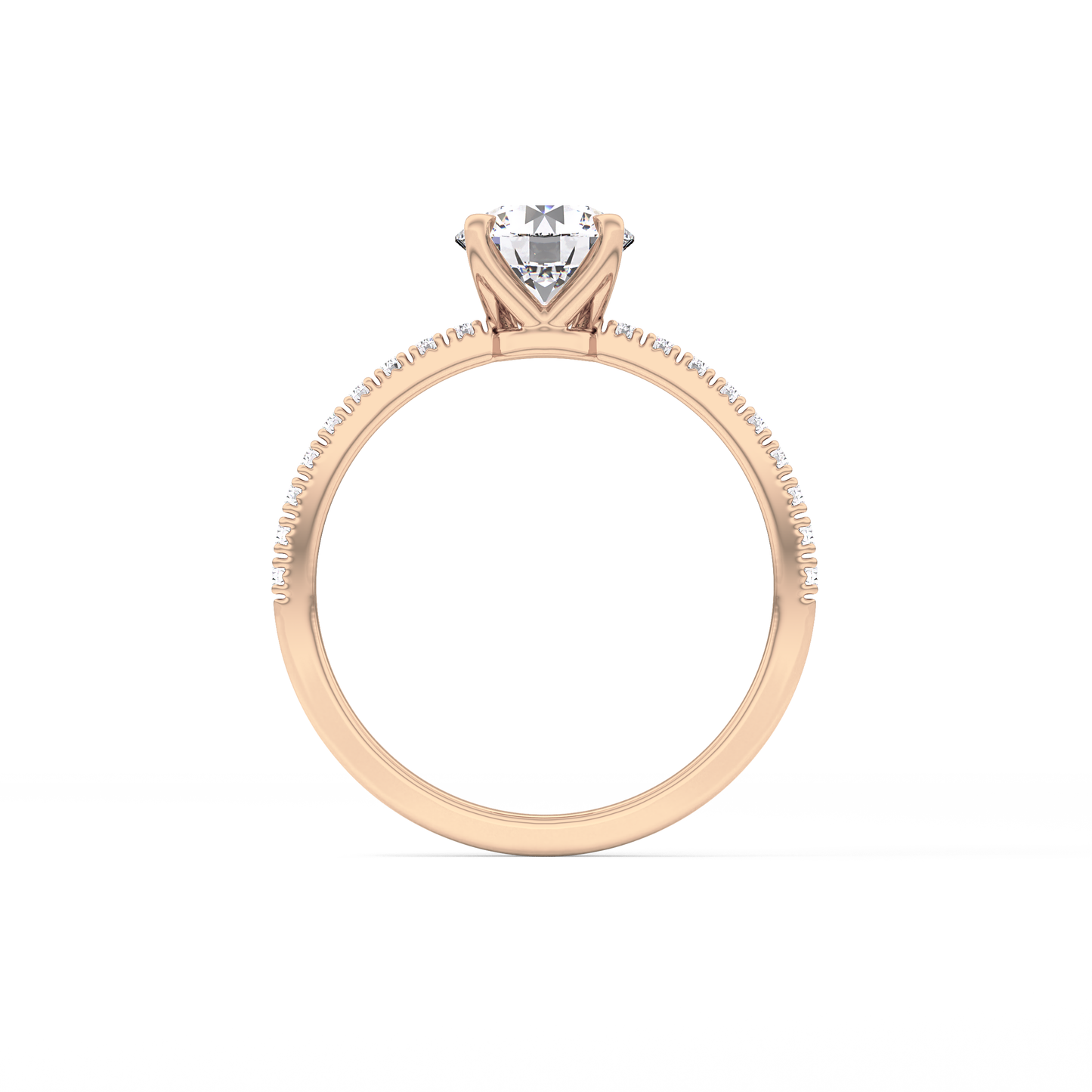 Round Pave Lab Grown Diamond Engagement Ring
