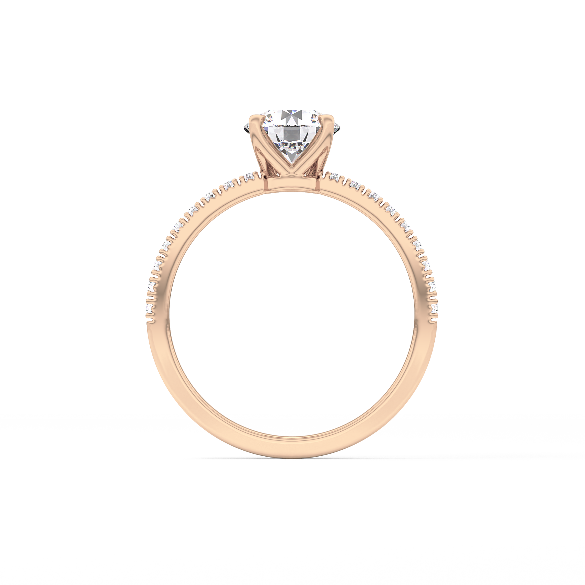 Round Pave Lab Grown Diamond Engagement Ring