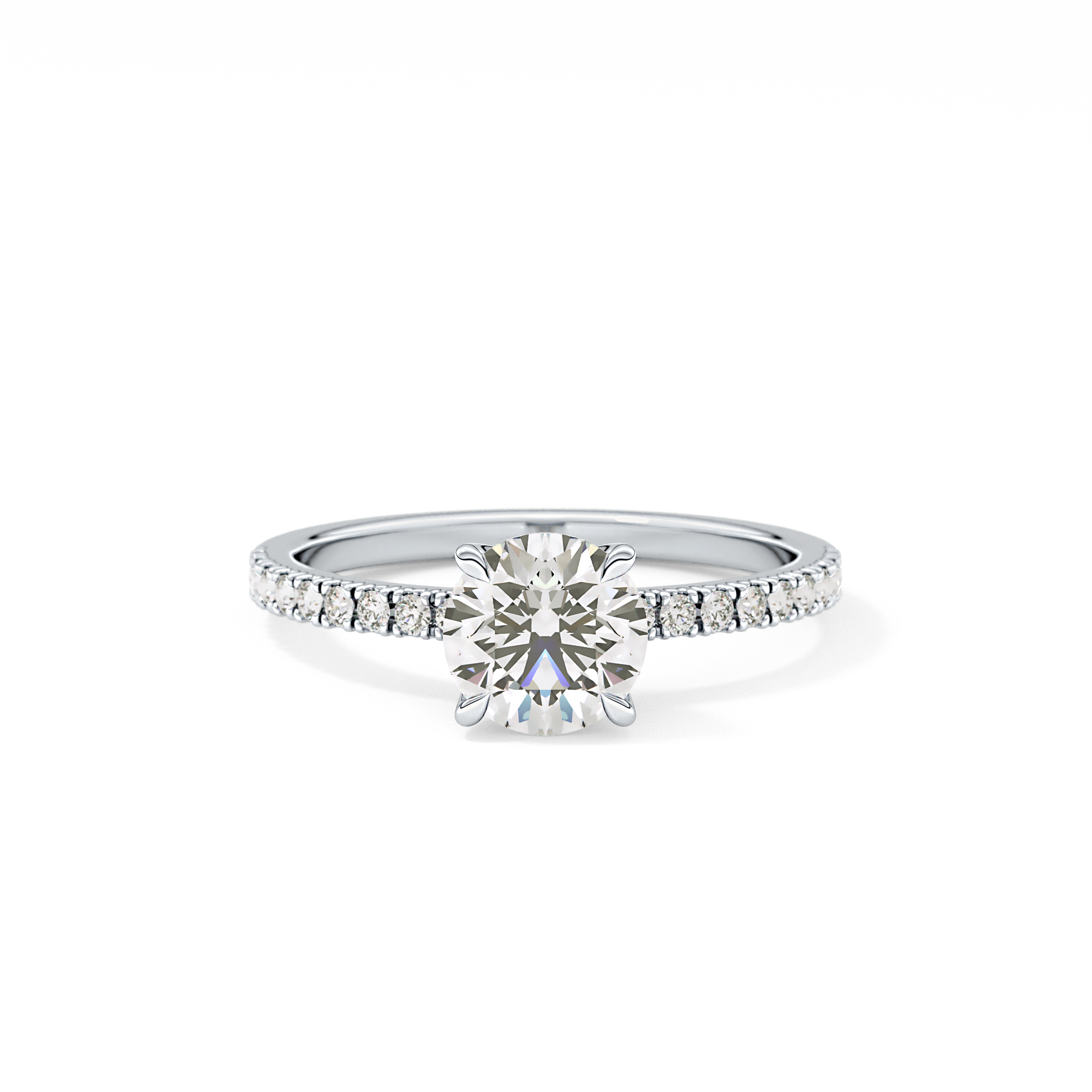 Round Pave Lab Grown Diamond Engagement Ring