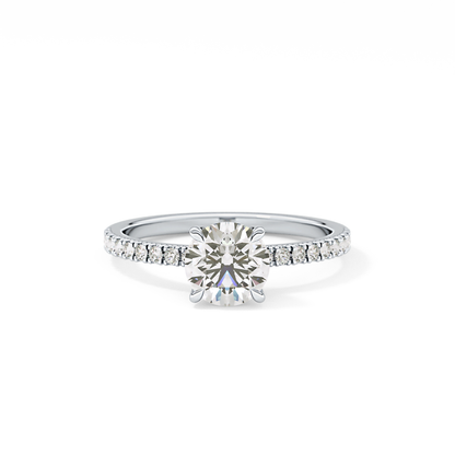 Round Pave Lab Grown Diamond Engagement Ring