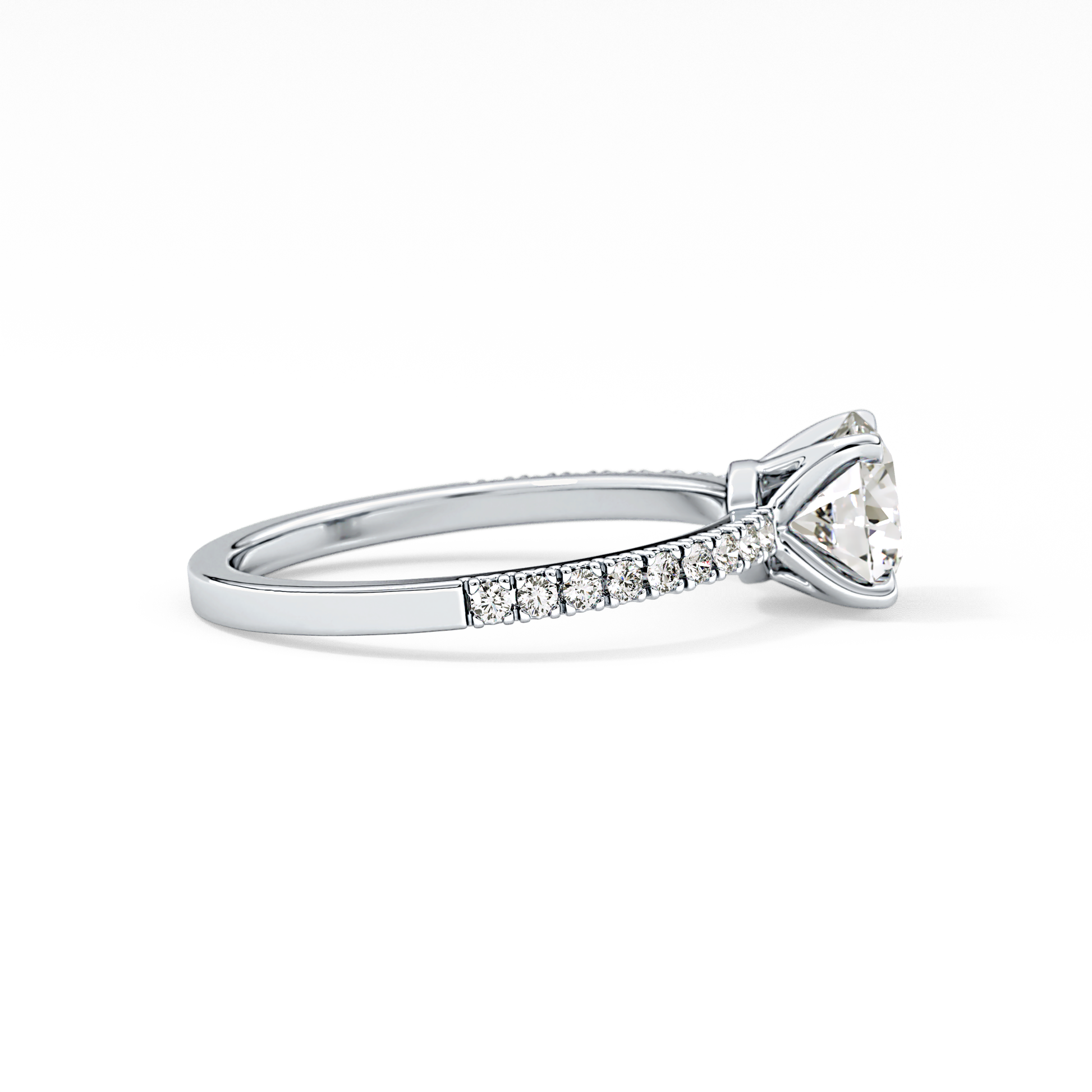 Round Pave Lab Grown Diamond Engagement Ring