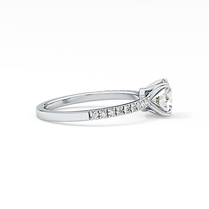Round Pave Lab Grown Diamond Engagement Ring