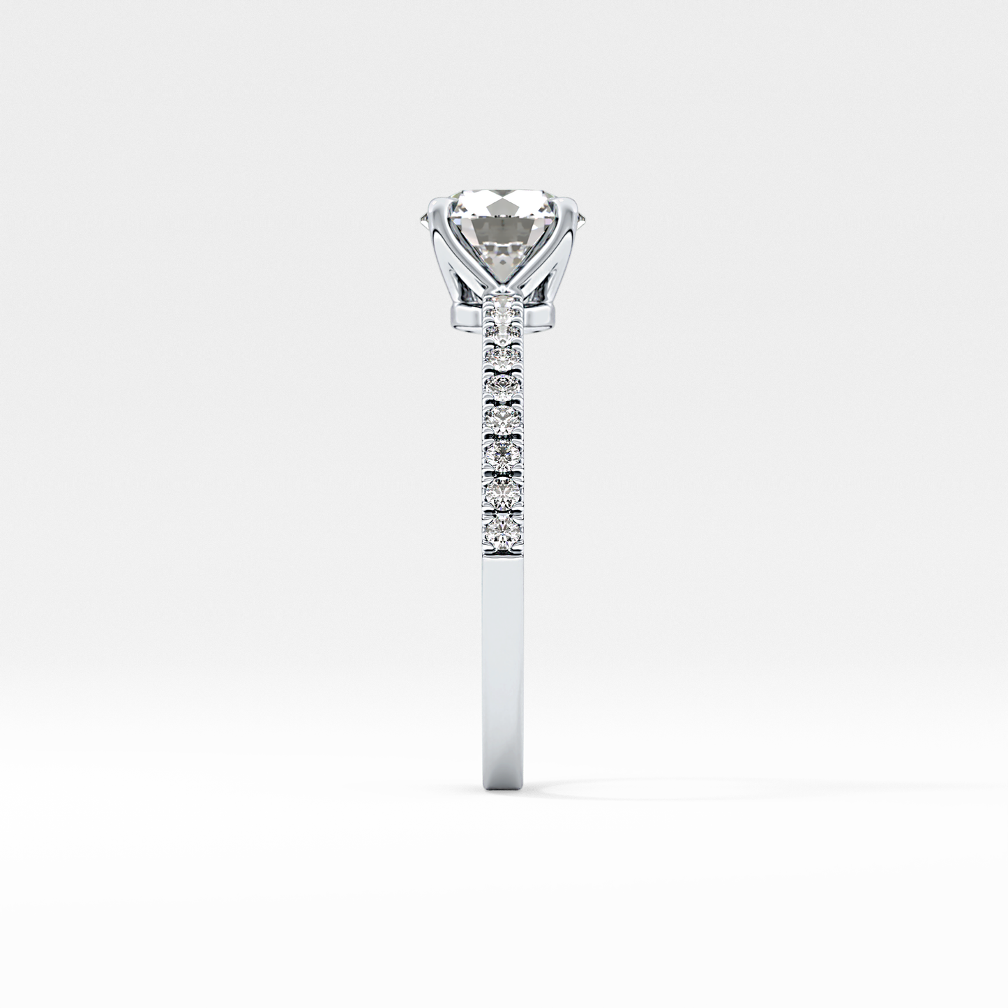 Round Pave Lab Grown Diamond Engagement Ring