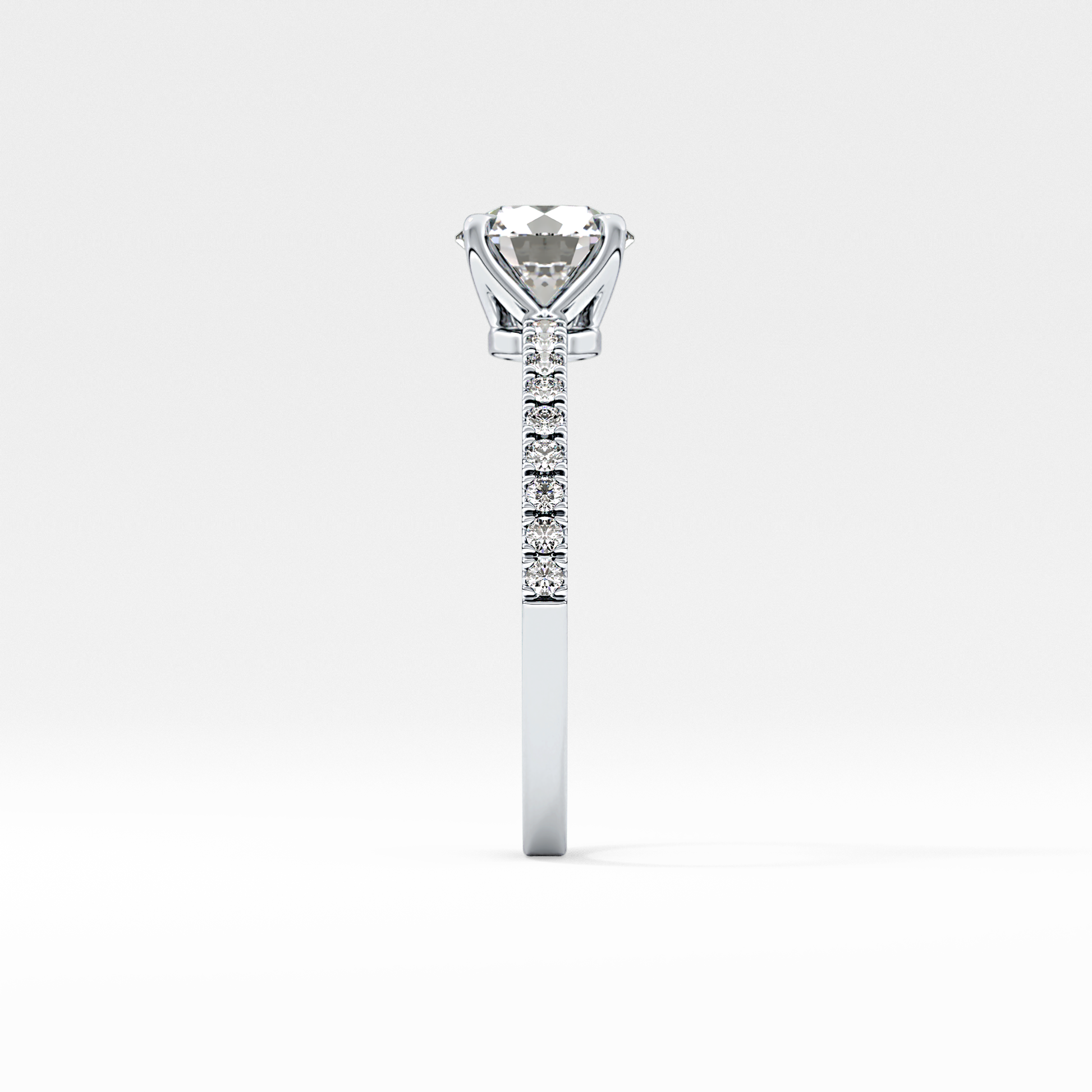 Round Pave Lab Grown Diamond Engagement Ring