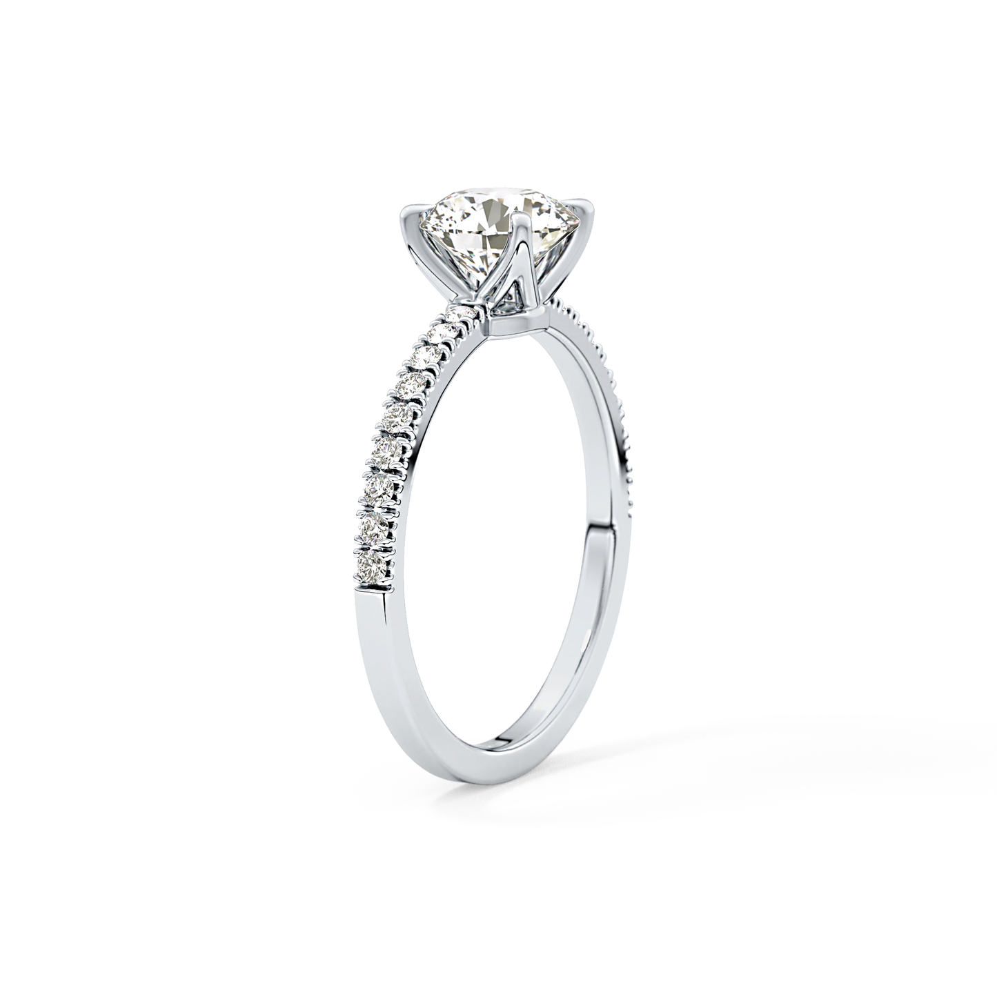 Round Pave Lab Grown Diamond Engagement Ring