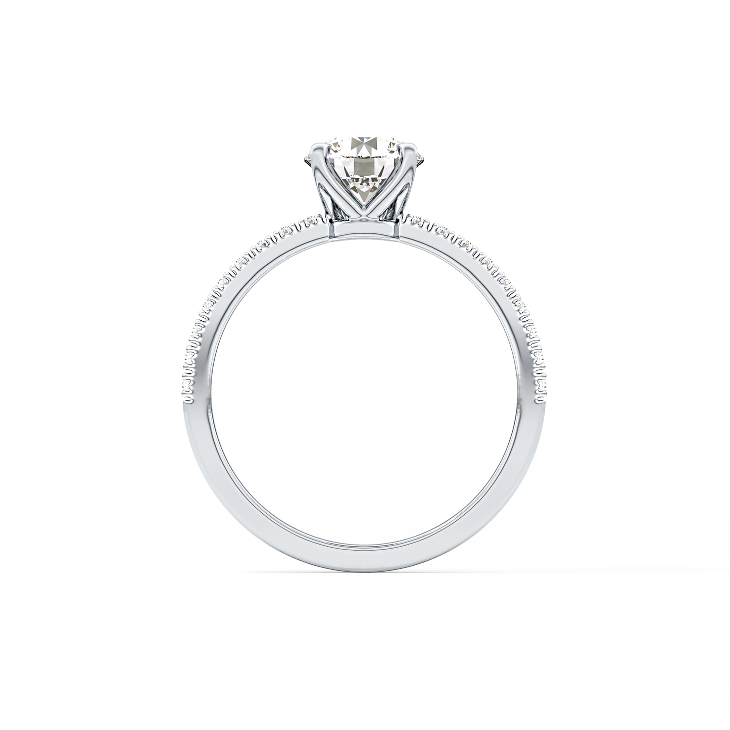 Round Pave Lab Grown Diamond Engagement Ring