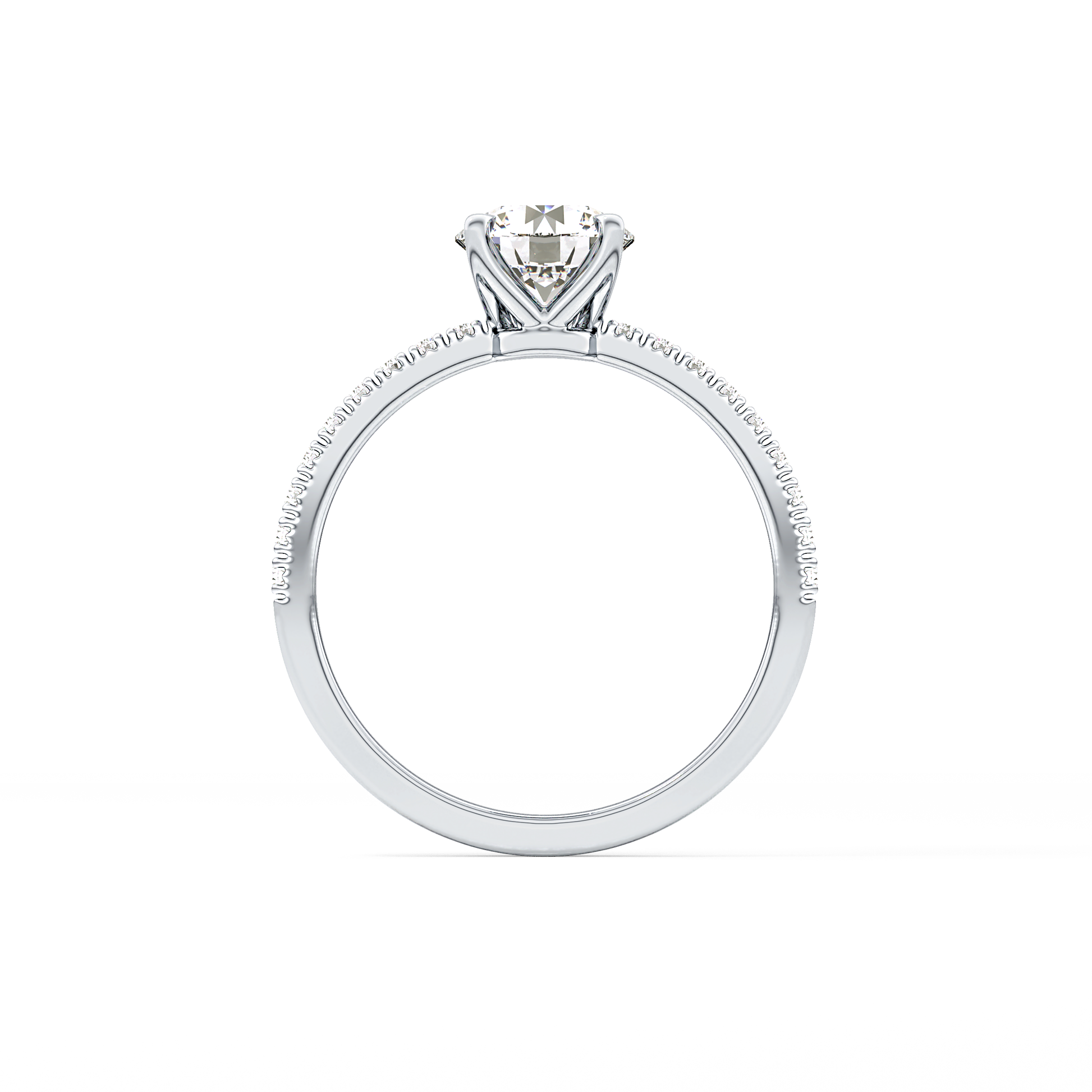 Round Pave Lab Grown Diamond Engagement Ring