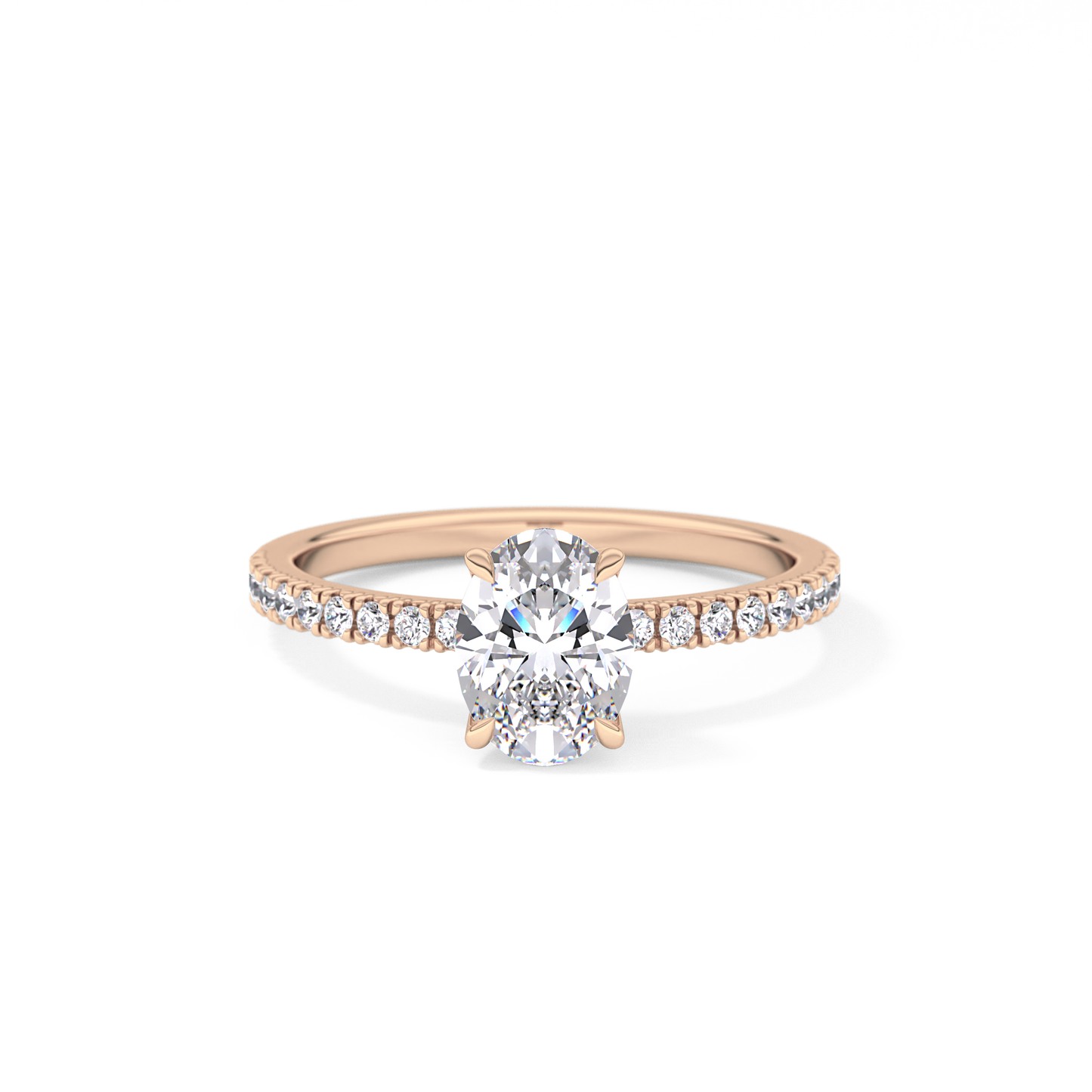 Oval Pave Lab Grown Diamond Engagement Ring