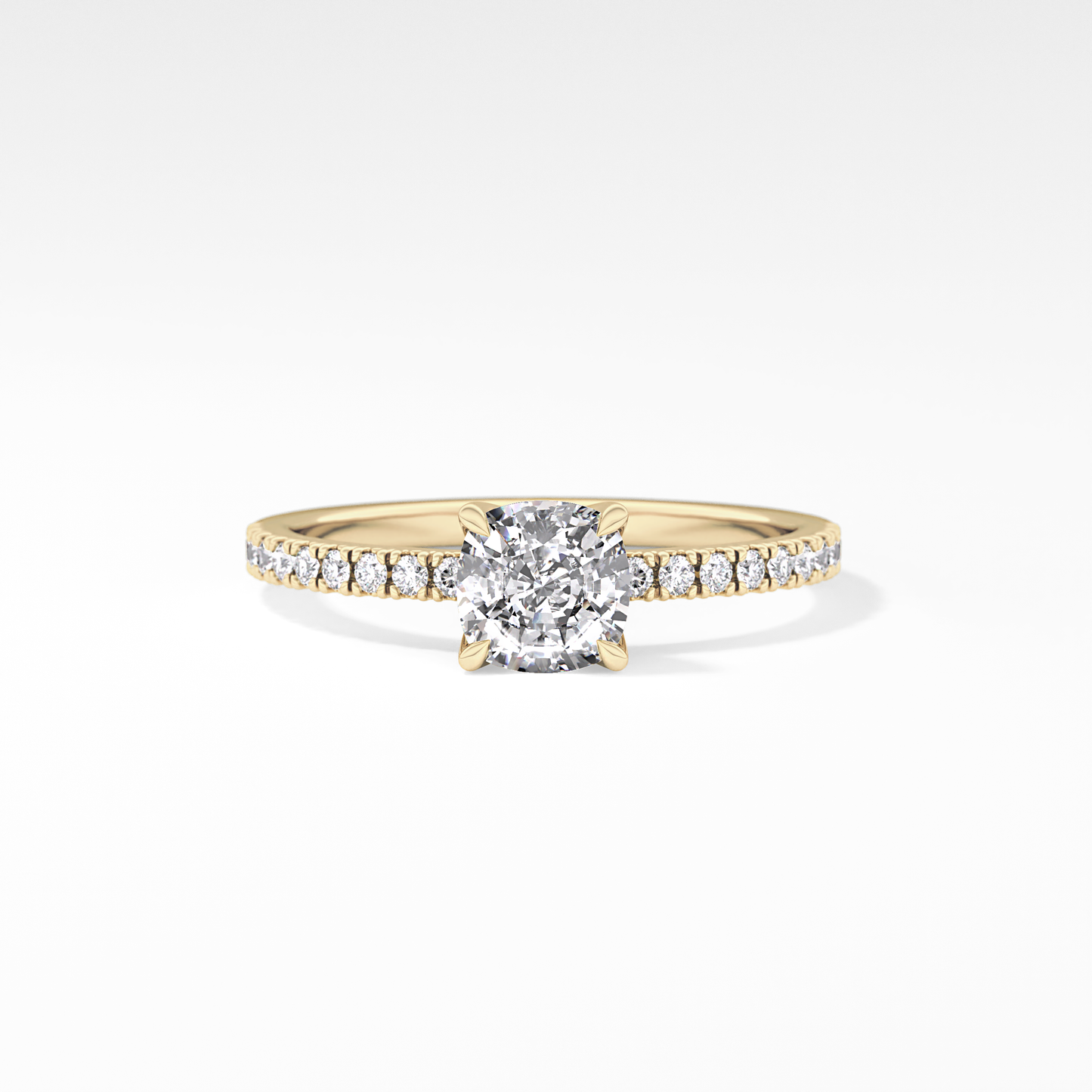 Cushion Pave Lab Grown Diamond Engagement Ring