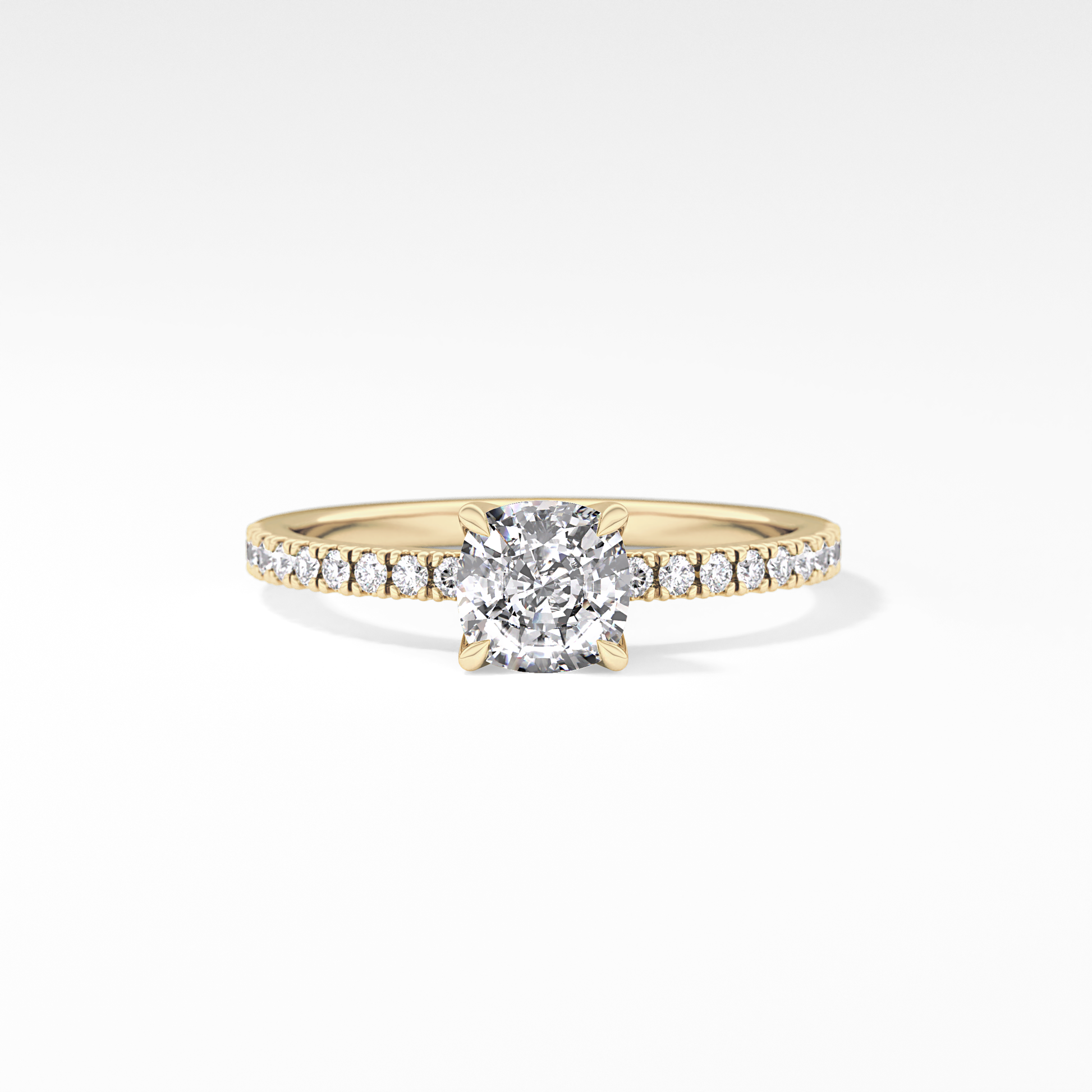 Cushion Pave Lab Grown Diamond Engagement Ring