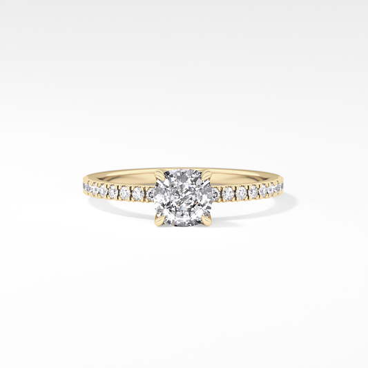 Cushion Pave Lab Grown Diamond Engagement Ring