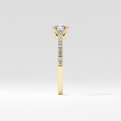 Cushion Pave Lab Grown Diamond Engagement Ring