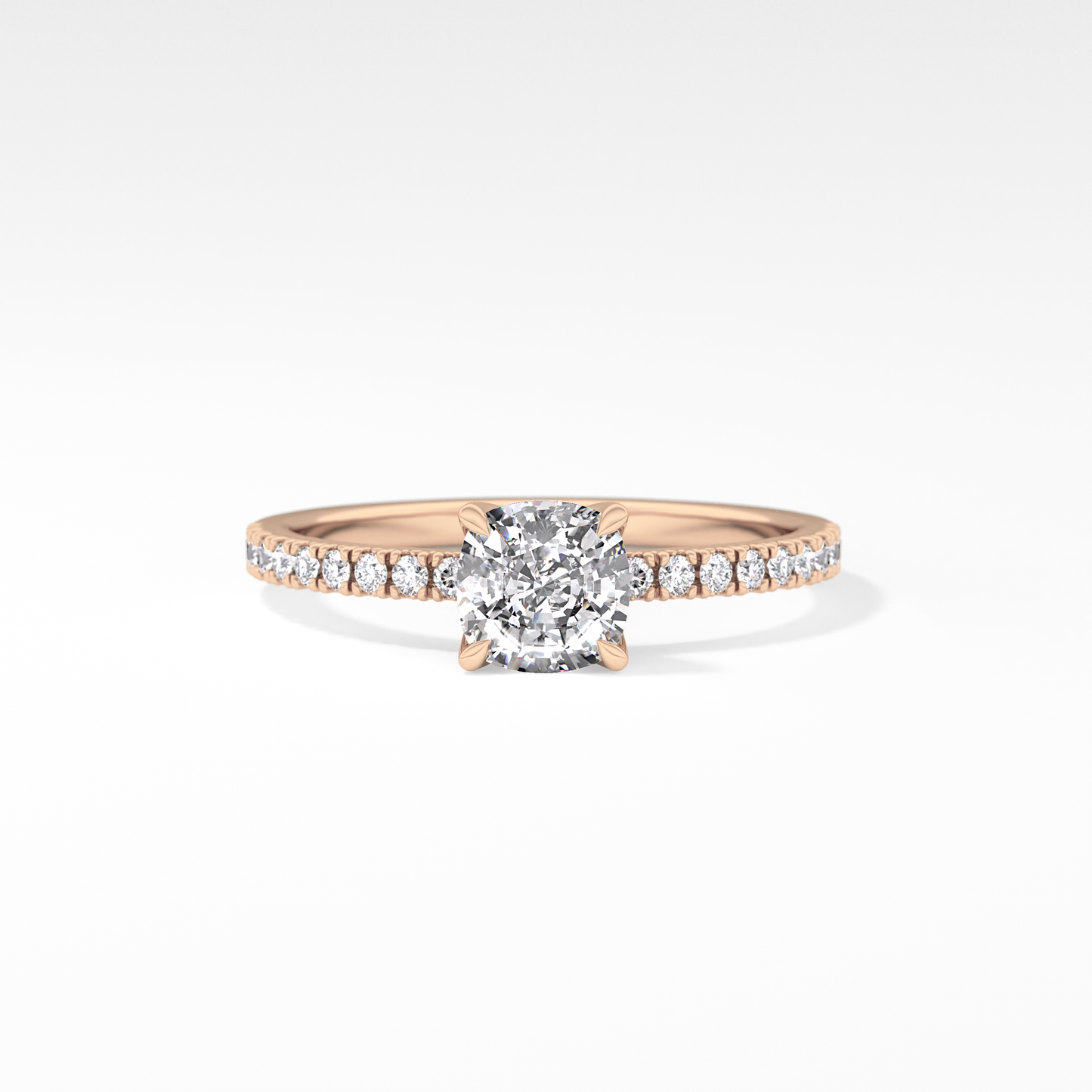 Cushion Pave Lab Grown Diamond Engagement Ring