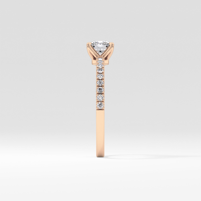 Cushion Pave Lab Grown Diamond Engagement Ring