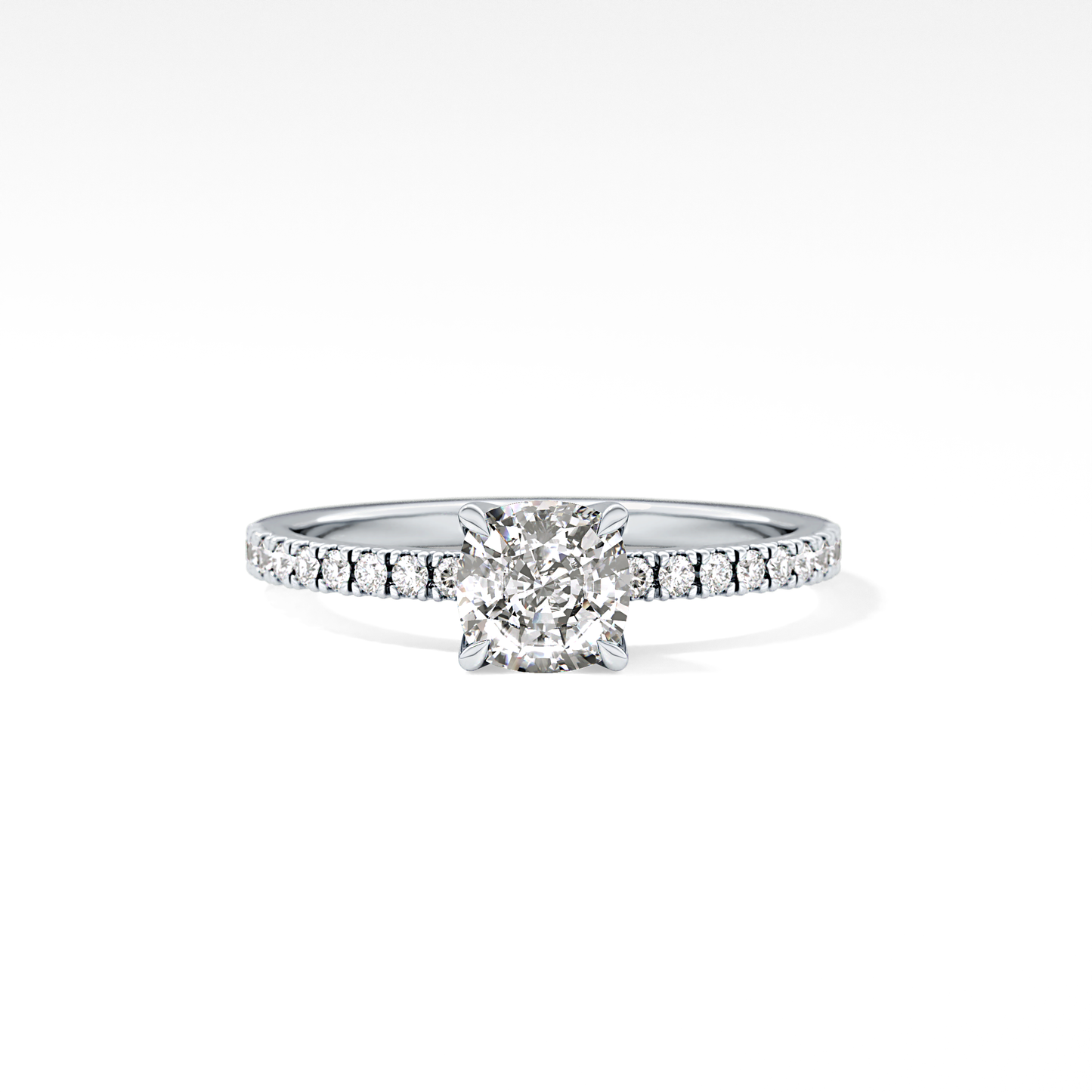 Cushion Pave Lab Grown Diamond Engagement Ring