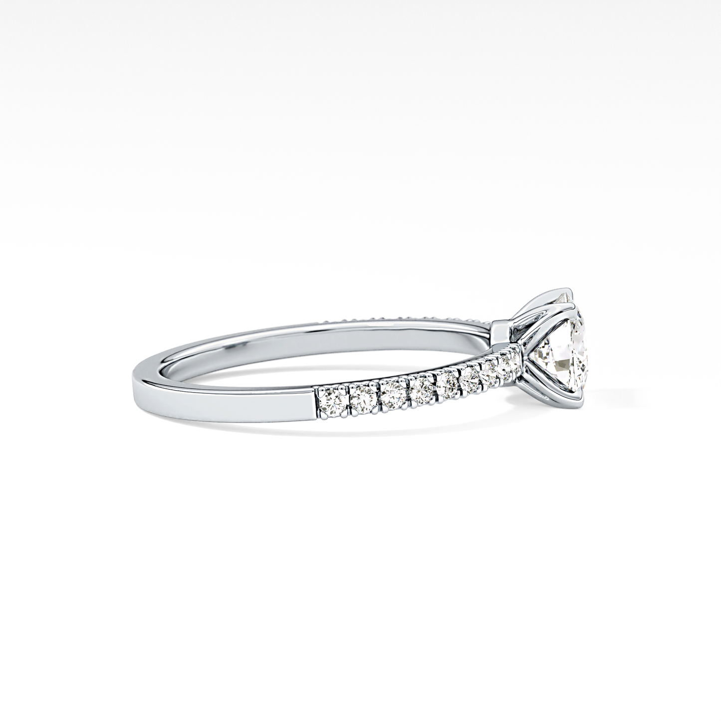 Cushion Pave Lab Grown Diamond Engagement Ring