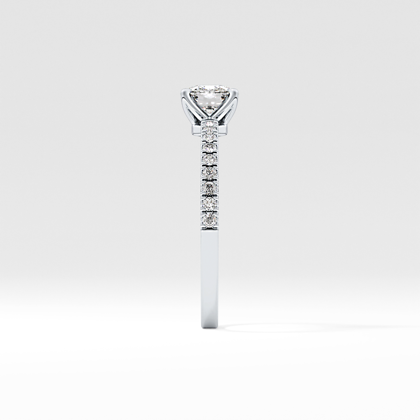 Cushion Pave Lab Grown Diamond Engagement Ring