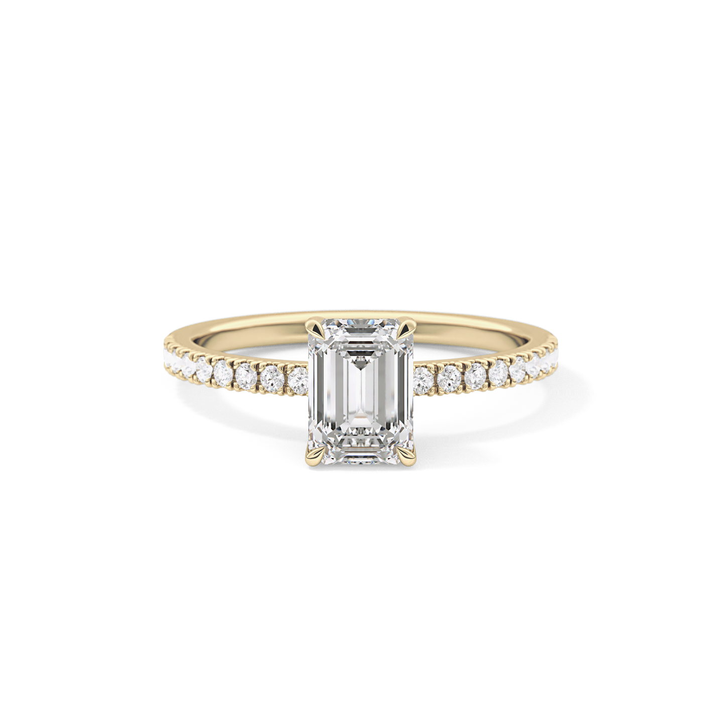 Emerald Pave Lab Grown Diamond Engagement Ring