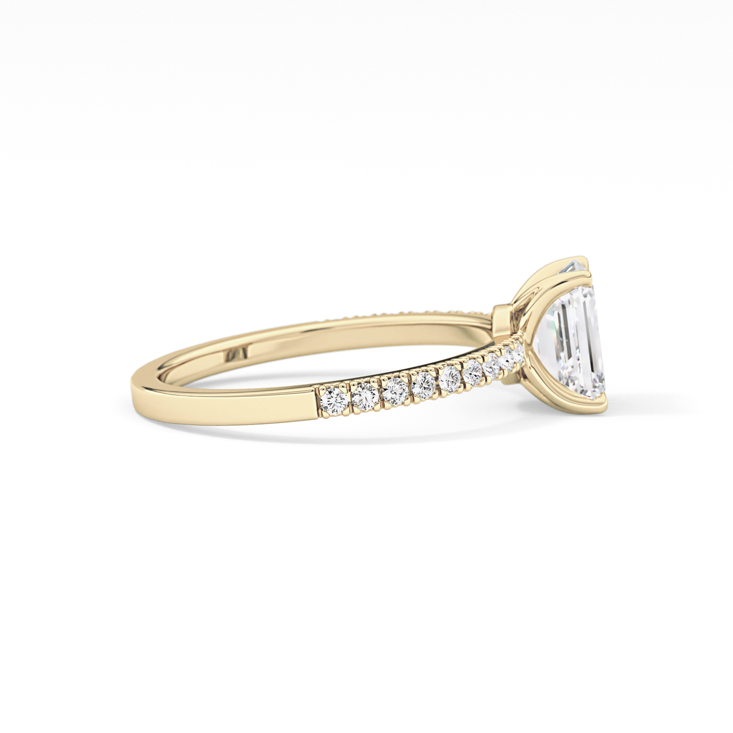 Emerald Pave Lab Grown Diamond Engagement Ring