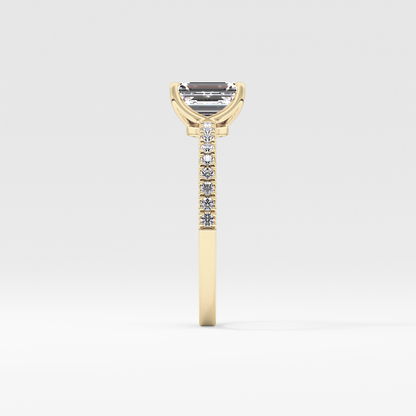 Emerald Pave Lab Grown Diamond Engagement Ring