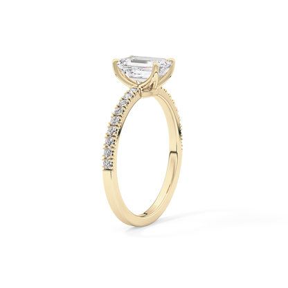 Emerald Pave Lab Grown Diamond Engagement Ring