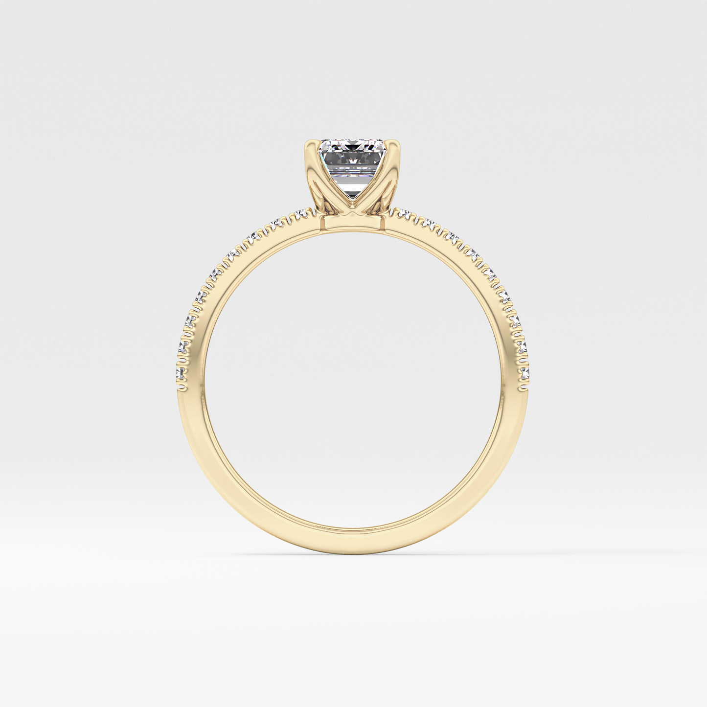 Emerald Pave Lab Grown Diamond Engagement Ring
