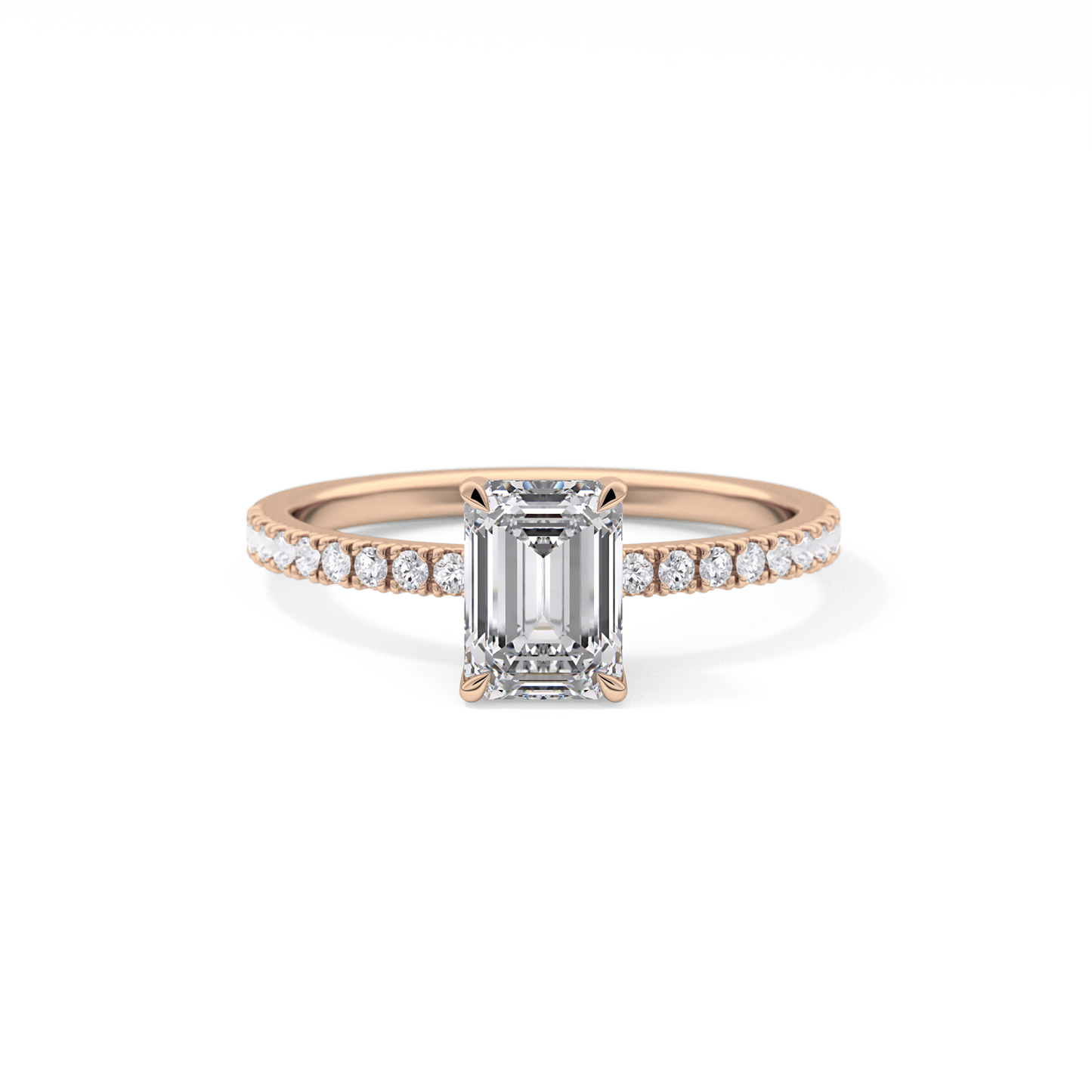 Emerald Pave Lab Grown Diamond Engagement Ring