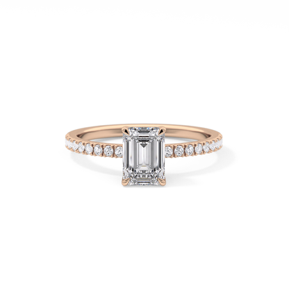 Emerald Pave Lab Grown Diamond Engagement Ring