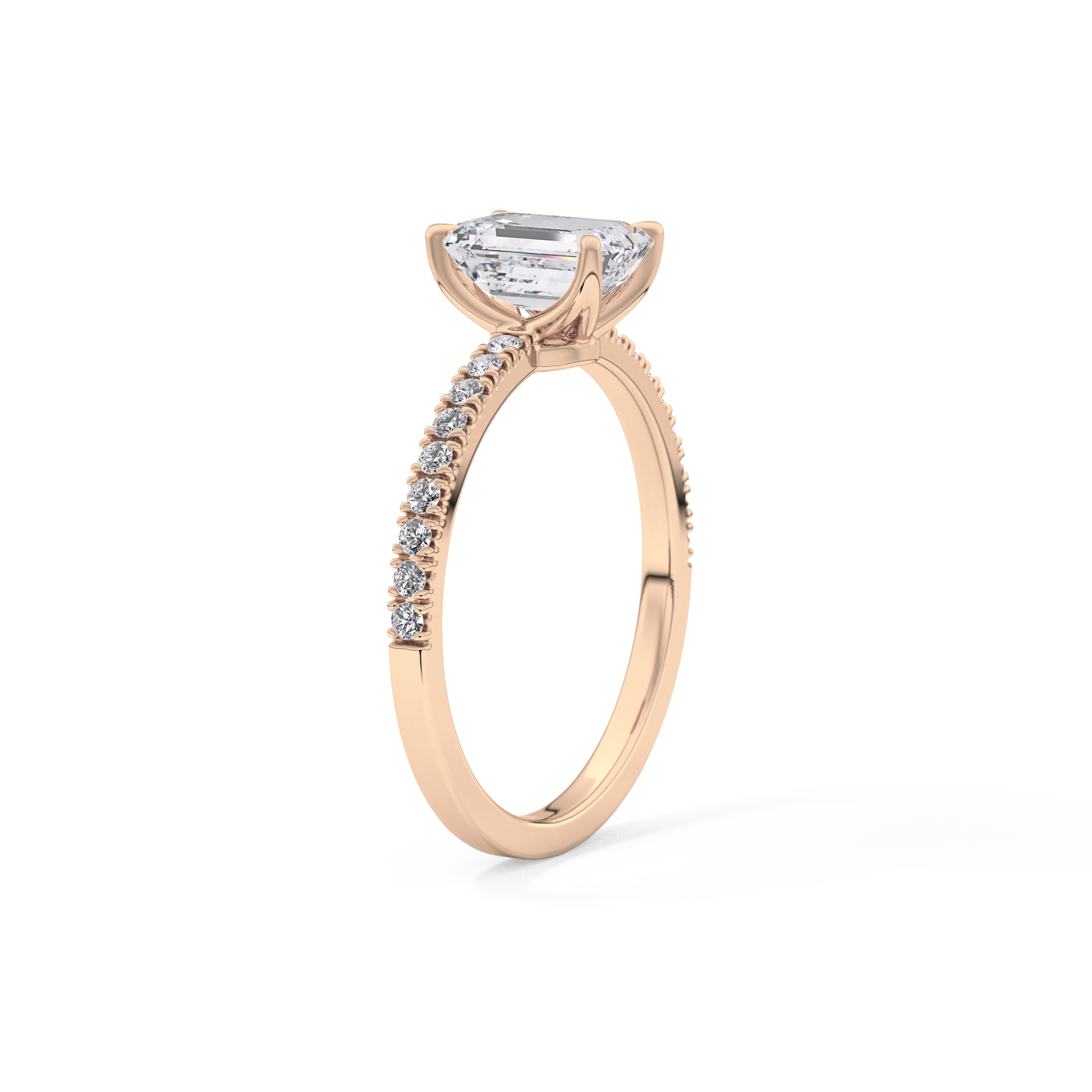 Emerald Pave Lab Grown Diamond Engagement Ring