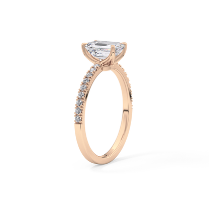 Emerald Pave Lab Grown Diamond Engagement Ring