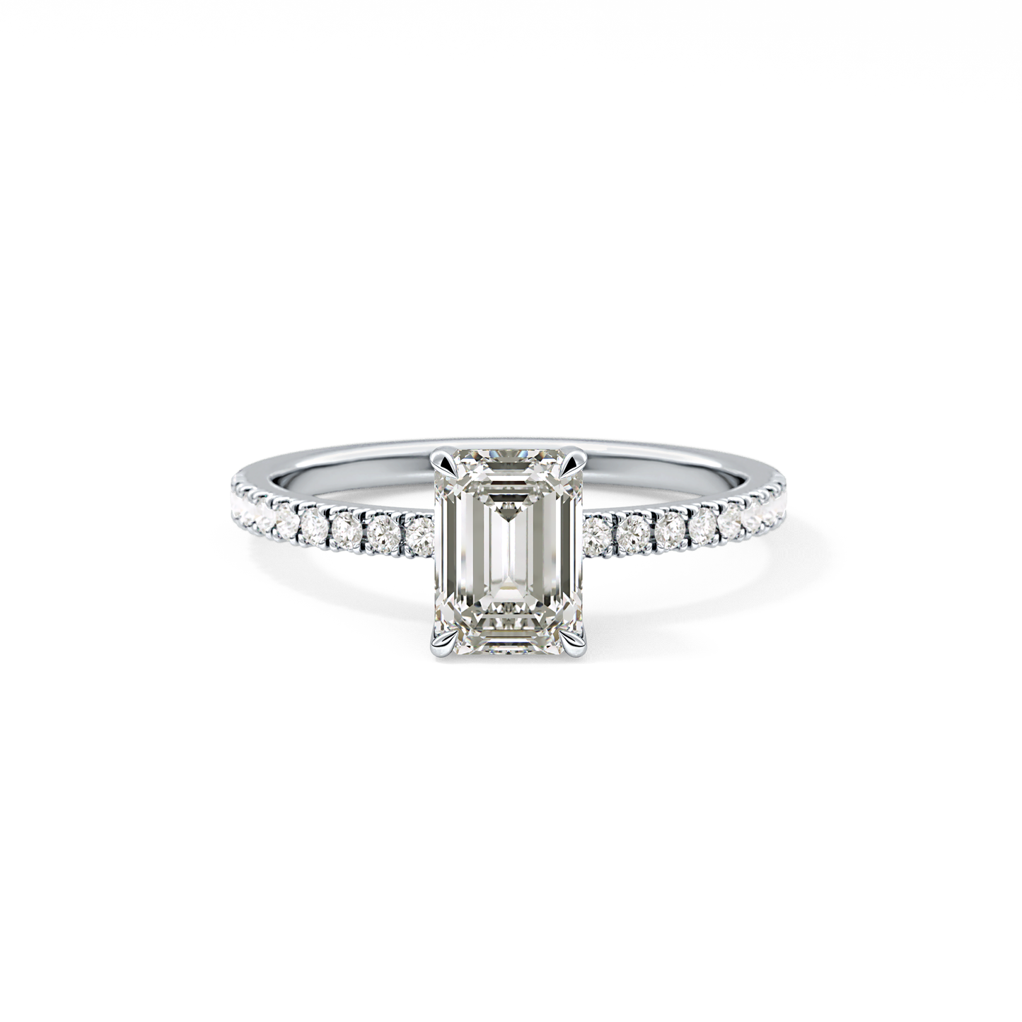 Emerald Pave Lab Grown Diamond Engagement Ring