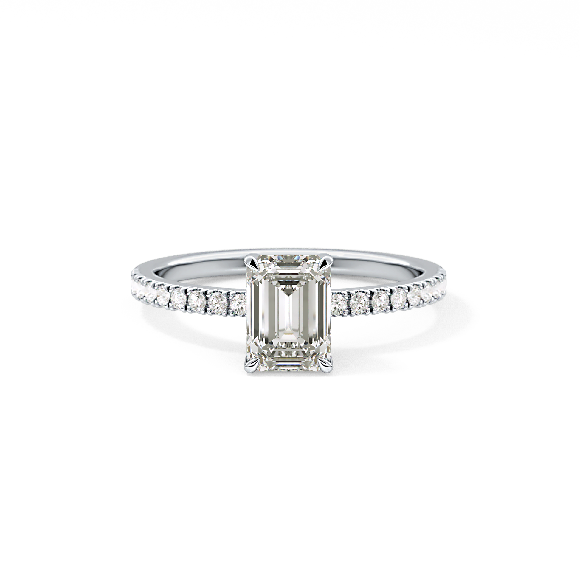 Emerald Pave Lab Grown Diamond Engagement Ring