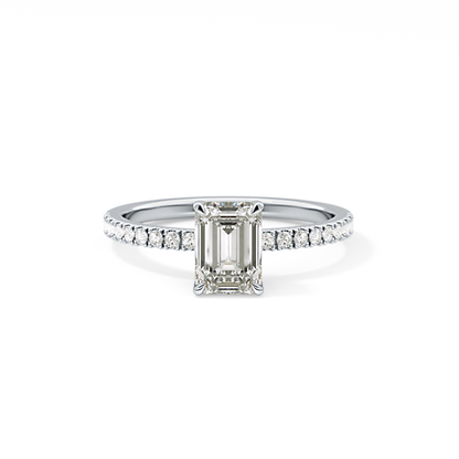 Emerald Pave Lab Grown Diamond Engagement Ring