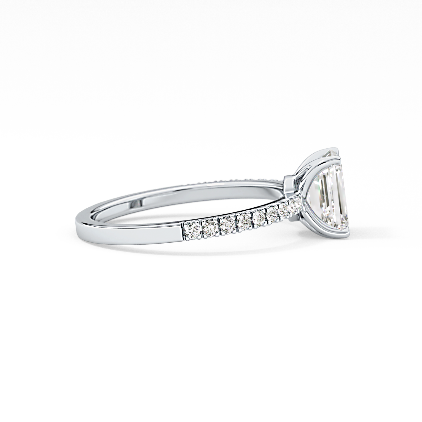 Emerald Pave Lab Grown Diamond Engagement Ring