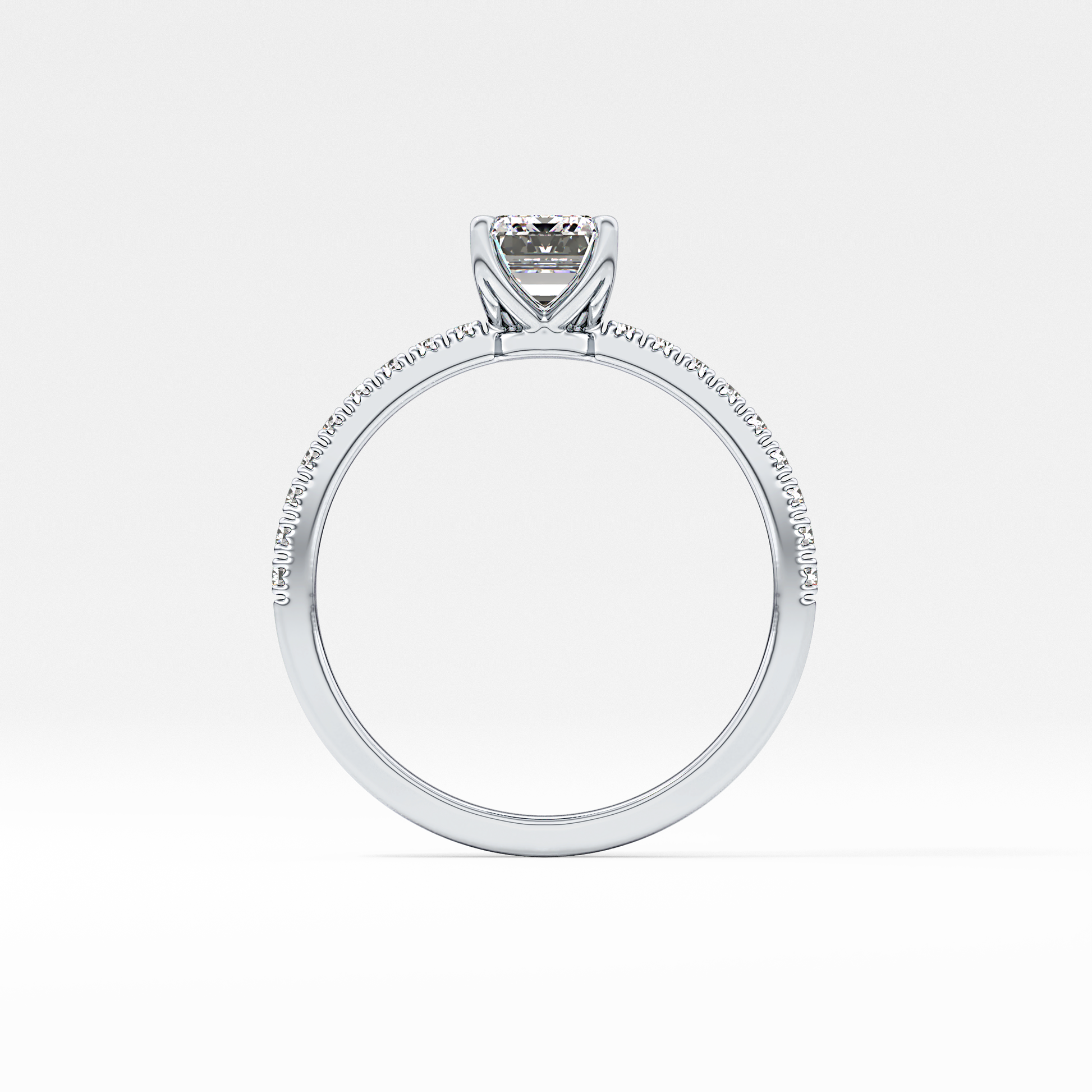 Emerald Pave Lab Grown Diamond Engagement Ring