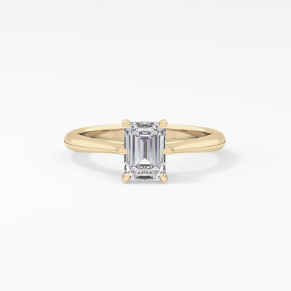 Emerald Solitaire Lab Grown Diamond Engagement Ring