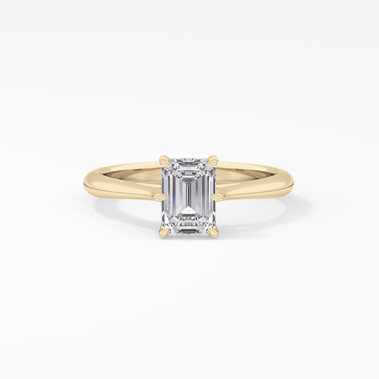 Emerald Solitaire Lab Grown Diamond Engagement Ring