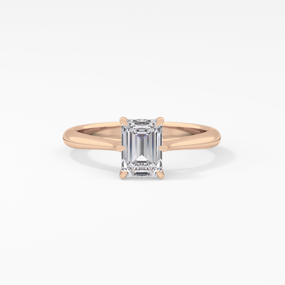 Emerald Solitaire Lab Grown Diamond Engagement Ring