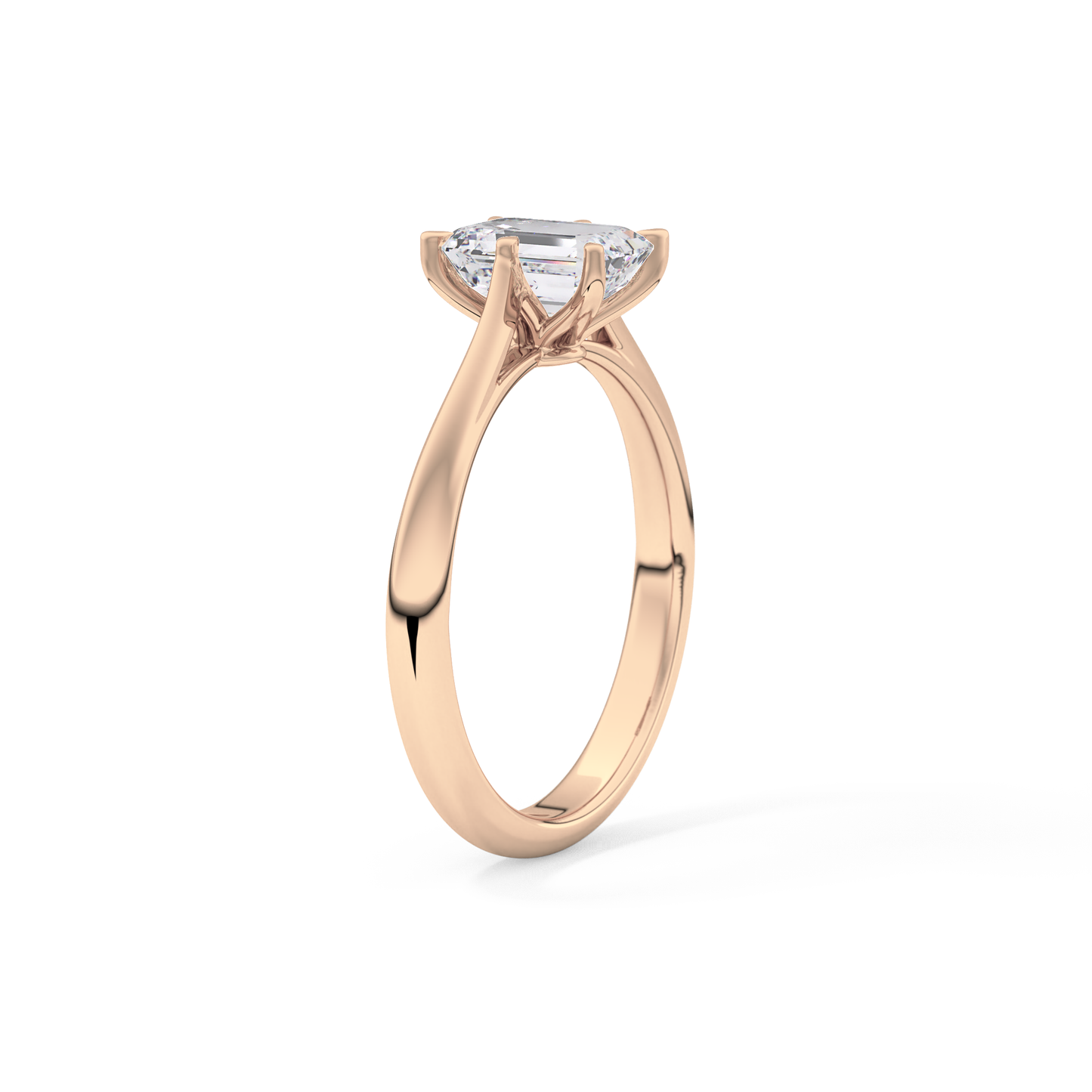 Emerald Solitaire Lab Grown Diamond Engagement Ring