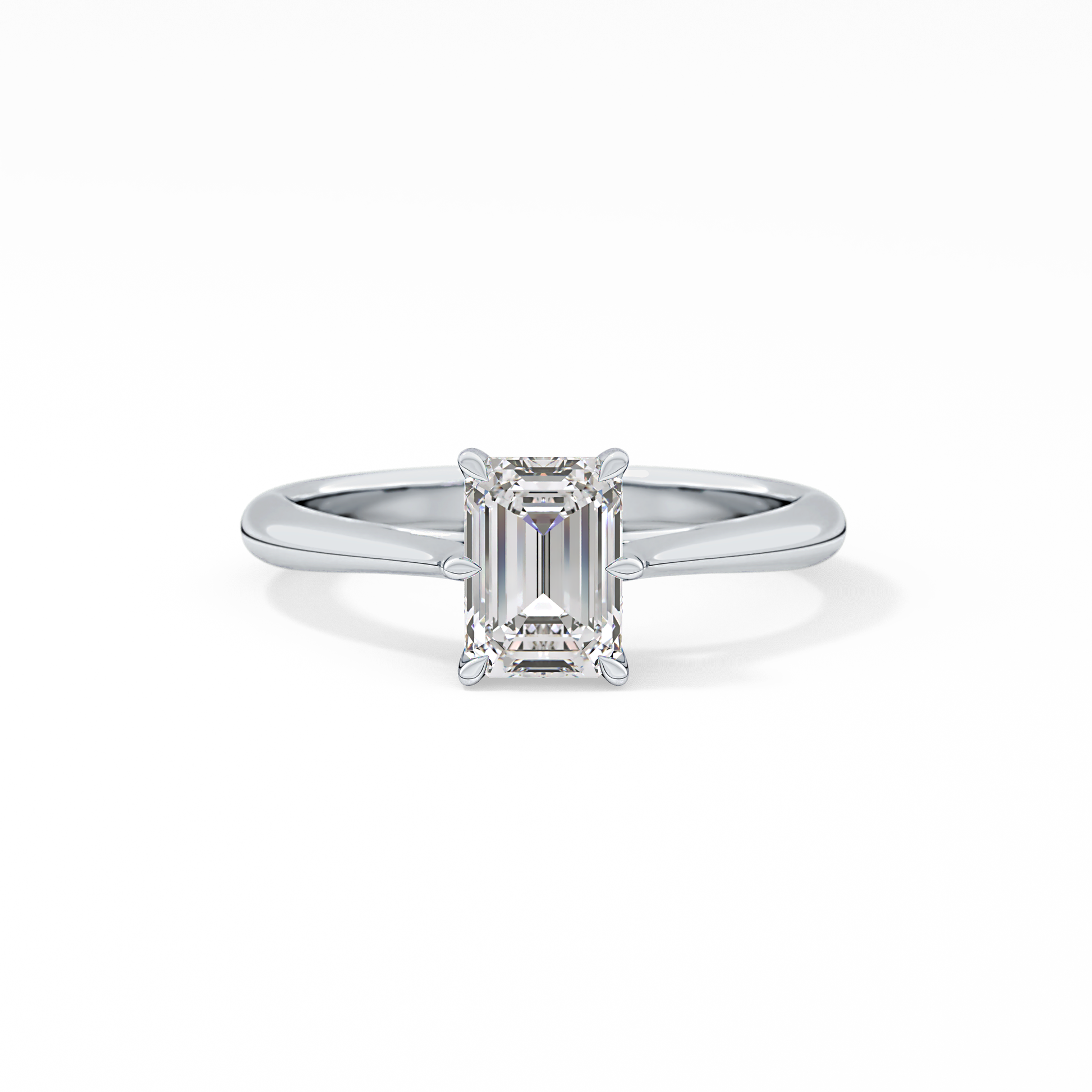 Emerald Solitaire Lab Grown Diamond Engagement Ring
